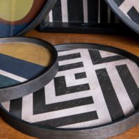 Ethnicraft - Houten dienblad - Graphite Chevron - 30 x 30 x 3 cm